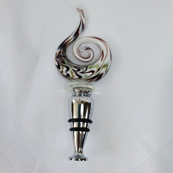 Murano Art Deco Swirl Glass Wine Stopper Murano Art Wine Stopper - Picture 6 of 8